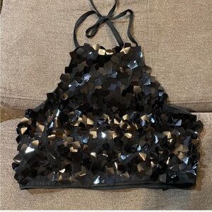 Forever 21 Black Sequin Embellished cropped Tank Top